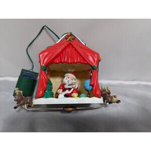 Mistletoe Magic Animated Limited 1996 Santa and Reindeer Christmas Ornament